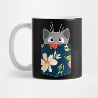 Cute Cat Faux Fake Pocket  For Girls,  And Mug